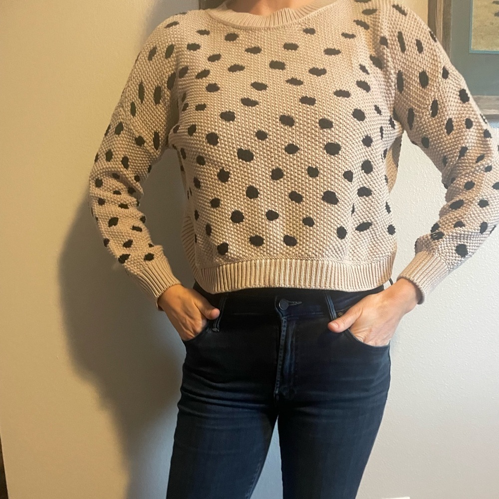 Jackson Rowe Tan‎ & Black Polka Dot Sweater XS